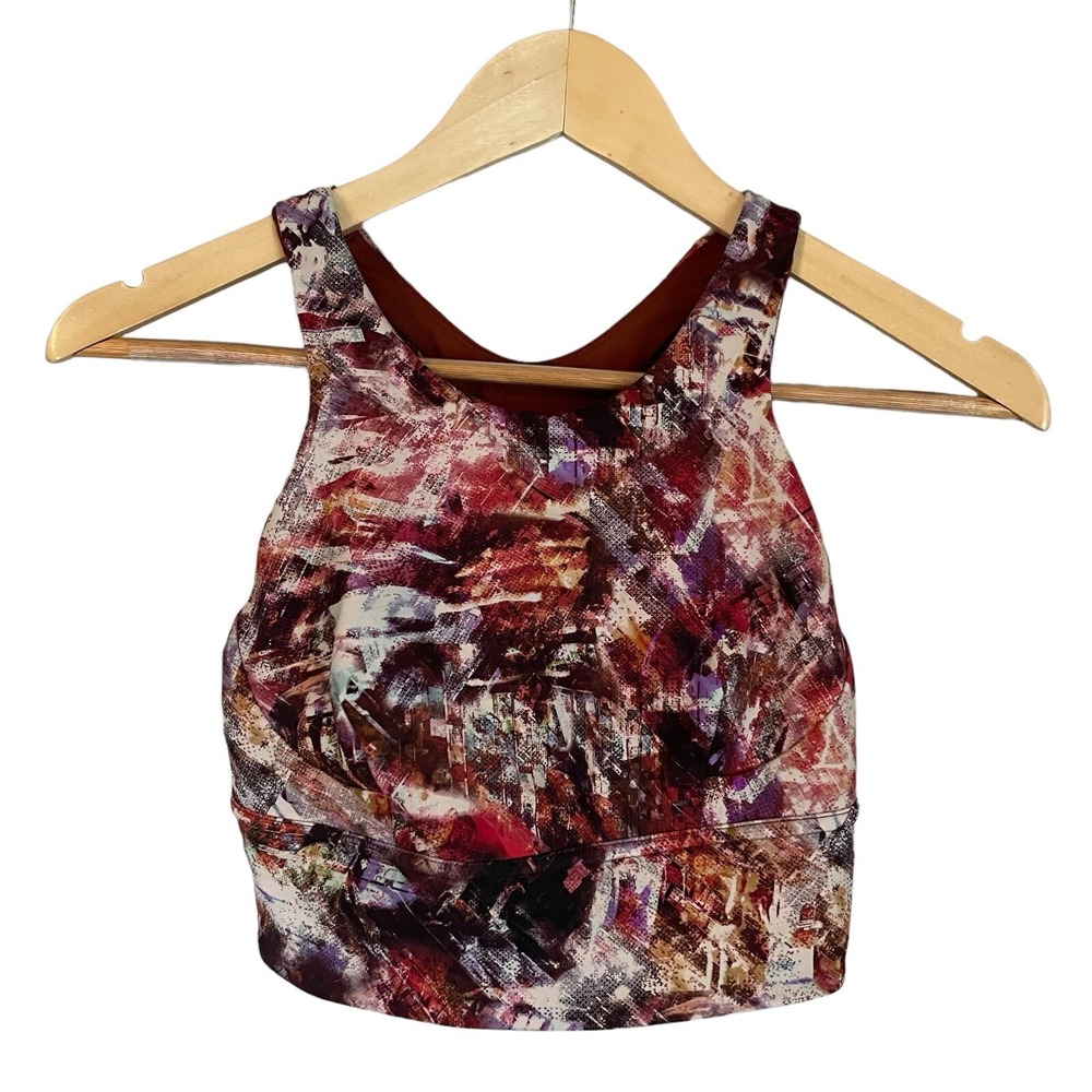 Lululemon Energy Bra Longline Women Size 6 Multi Abstract High Neck